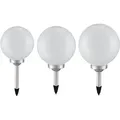 Solarlampe Solarleuchte Kugellampe Gartenleuchte Kugelleuchte Wegelampe, IP44 Akku Erdspieß, weiß silber, 4x LED warmweiß