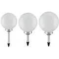 Solarlampe Solarleuchte Kugellampe Gartenleuchte Kugelleuchte Wegelampe, IP44 Akku Erdspieß, weiß silber, 4x LED warmweiß