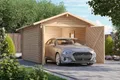 Blockbohlengarage Satteldach Holzgarage Überdachung Unterstand 28mm mit Tor naturbelassen 297x447x270 cm