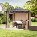 Alu Gartenpavillon 3x3 m Luxus Pavillon Hardtop festes Dach Partyzelt Gazebo