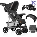 Lionelo Emma Buggy klein zusammenklappbar Kinderwagen mit Liegeposition Dunkelgrau - Dunkelgrau