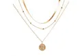 KARMA Kette mit Anhänger Halskette Damen mehrreihig Gold Damenhalskette (mehrreihig, 45 cm), Dreilagige Damenhalskette mit Anhänger Layer