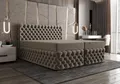 B&B HOME Boxspringbett Figo II, Doppelbett 180x200 cm, Samt-Polsterung, Chesterfield-Steppung, Holzrahmen, inkl. Topper, Bettkasten mit Federautomatik (Velvet2210)