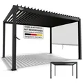 Juskys Terrassendach Tahiti 3x4 m, BxT: 400x300 cm, Lamellendach, Pergola für Garten, Terrasse, stabil & wetterfest grau 400 cm x 300 cm