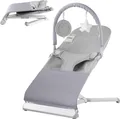 VEVOR Babywippe, klappbarer Wippensitz für Babys von 0–9 Monaten, Wippenstuhl für Neugeborene mit 2 Liegewinkeln und drehbarer Spielzeugstange, tragbare Babywippe mit Reisetasche für drinnen und draußen, Hellgrau