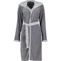 Vossen Damenbademantel Juno Kurzmantel mit Kapuze Rundstrickware, Kurzmantel mit Kapuze, 80% Baumwolle, 20% Polyester grau M