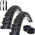2 x Kenda K-829 26" MTB Fahrradreifen Schwarz 50-559 (26 x 1.95) + 2 passende Schläuche DV inkl. maxxi4you Reifenheber