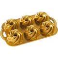 Nordic Ware Backform Heritage, Bundtlette-Kuchen, Aluminium, Gold, Mini-Gugehupfl-Design Rondo Mini