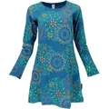 Guru-Shop Midikleid Besticktes Boho chic Minikleid, Tunika mit.. alternative Bekleidung blau XL
