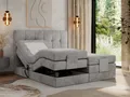 MKS MEBLE Boxspringbett 140 x 200 cm elektrisch verstellbar 7-Zonen Taschenfederkern Matratze mit Topper Bett 140 x 200 cm mit Motor Polsterbett Motorbett - Vittoria - Hellgrau Velvet - H3