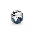 PANDORA Blauer Globus Clip Charm aus Sterlingsilber mit blauer Emaille