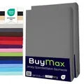Buymax Spannbettlaken 90x200cm Doppelpack 100% Baumwolle Spannbetttuch Bettlaken Jersey, Matratzenhöhe bis 25 cm, Farbe Anthrazit-Grau - Grau/Hellgrau