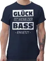 T-Shirt Herren - House Music Techno & Rave Outfit - Glück ist wenn der Bass einsetzt - 3XL - Navy Blau - Festival Tshirt Konzert Musik für männer Festival-Outfits Festivals Raver Shirt Oberteil