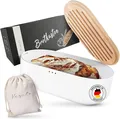 Vezato Brotkasten Brotbox – Nachhaltiger Brotkasten für lange Frische, Bambus, Metall, (Set, mit Tragetasche), 3 Luftlöcher für 360° Luftzirkulation