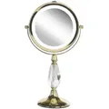 Beliani - Schminkspiegel Gold Eisen Rund Doppelseitig Drehbar Mit Led Licht Ständer 5-fach Vergrößerung Modern Kosmetikspiegel Tischspiegel