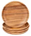 levandeo 4er Set Runde Teller Akazie Ø20cm Holzteller Snackteller Akazienholz Dekoteller Handgefertigt Deko Unikat Tischdeko Ablage