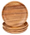 Levandeo® Dekoteller, 4er Set Runde Teller Akazie Ø20cm Holzteller Snackteller Dekoteller