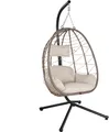 Juskys Hängesessel Aria mit Kissen - höhenverstellbar & faltbar - Polyrattan Hängeschaukel Outdoor & - Akzeptabel
