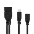 conecto CC20119 USB-OTG Adapter-Kabel, Micro-USB 2.0-Stecker auf USB-Buchse Typ A + Strom-Anschluss (1 Stück), 0,20m