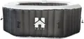 HOME DELUXE - Outdoor Whirlpool - Drop + Kissen, Getränkehalter und Sonnendach - Farbe: Schwarz,  185 cm, 130 Luftdüsen - inkl. Abdeckung, Reparaturset, Filterset I Außen Whirlpool Spa für 6 Personen