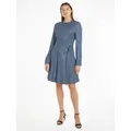 Tommy Hilfiger Blusenkleid FOULARD FIT & FLARE KNEE DRESS mit Tommy Hilfiger Markenlabel blau 40
