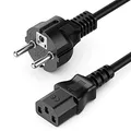 deleyCON 1m Kaltgerätekabel Netzkabel Stromkabel Kaltgeräte Strom Kabel Schutzkontakt Stecker Typ F (CEE 7/7) auf Kaltgerätekupplung C13 Buchse PC Computer Monitor Drucker Beamer - Schwarz