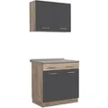 Homestyle4u Küchenzeile 80x207x60 in Grau 2361