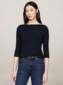 Tommy Hilfiger 3/4-Arm-Shirt NEW CODY BOAT-NECK Baumwolle, U-Boot-Ausschnitt, Slim Fit