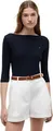 Tommy Hilfiger Damen Langarmshirt New Cody Slim U-Boot-Ausschnitt, Blau (Nos Desert Sky), M
