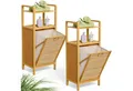 Casaria Wäschekorb (2 St), Badregal Bambus Holz Wäschebox Wäschetruhe Schrank Korb Abnehmbar 40 L