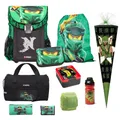 Familando Ninjago Schulranzen Set Jungen – Mit Sporttasche Dose Flasche Schultüte – Ergonomisch Stabil 790g leicht 16L Volumen – Brustgurt Reflektoren Regenschutz – Komplettset 1. Klasse Grundschule
