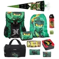 LEGO® Bags Schulranzen Ninjago Easy Golden Power (Set, 10-tlg., inkl. Sporttasche und Ninja Schultüte / Zuckertüte), Lego Ninjago Ninja Lloyd; grün