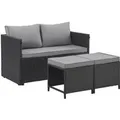 Svita Athina Sitzgruppe Outdoor Gartenmöbel Set Balkonmöbel Polyrattan Schwarz