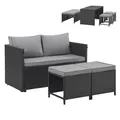 SVITA ATHINA Sitzgruppe Outdoor Gartenmöbel Set Balkonmöbel Polyrattan Schwarz