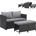 Svita Athina Sitzgruppe Outdoor Gartenmöbel Set Balkonmöbel Polyrattan Schwarz