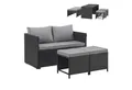 SVITA Gartenlounge-Set ATHINA, (Lounge-Set, Polyrattan), Platzsparend, Tisch und Sofa in einem, Schwarz