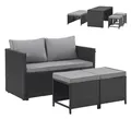 SVITA ATHINA Sitzgruppe Outdoor Gartenmöbel Set Balkonmöbel Polyrattan Schwarz