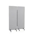 hjh OFFICE Mobile Akustik Trennwand 2er Set 177 x 60 cm FLEXMIUT Stoff Hellgrau Raumteiler mit Rollen & Gleiter 891001