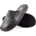 Leder Pantoletten Herren Hausschuhe Lederpantoffeln Echtleder Pantoffeln 42 - Schwarz - 42