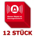 12 X Aufkleber Alarmgesichert Alarmaufkleber Alarm Videoüberwacht rot 5 x 5 cm