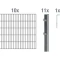 Alberts Doppelstabmatten Zaun, Höhe 120 cm, Länge 20 m, Zaun-Komplettset zum Einbetonieren, anthrazit, Pfosten 60x40 mm - Dunkelgrau