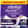 Always Discreet Inkontinenzeinlagen Plus Ultimate Nacht 48 Binden 4 x 12 Stück