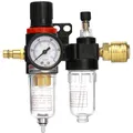 Qwork 1/4" Druckluft Wasserabscheider mit Manometer, 370,5g - Robust & Effizient