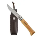 Opinel Messer Nr.8 Buchenholz inklusive Kunstlederetui