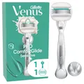 Gillette Venus Pro ComfortGlide Sensitive Damenrasierer mit einem Hauch von Aloe Vera, 1 Ersatzklingen, langlebiges Metallhandstück und Duschhalterung
