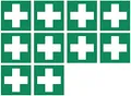 10 Stück – Aufkleber Rettungszeichen "Erste Hilfe" Symbol Schild Folie selbstklebend nach ISO 7010 | B-Ware 5x5cm Made in Germany