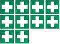 10x Aufkleber Rettungszeichen "Erste Hilfe" Symbol Folie ISO 7010 | B-Ware 5x5cm