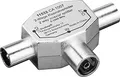 Koaxial T-Adapter (2x Koaxial-Stecker auf 1x Koaxial-Buchse) im Metallgehäuse