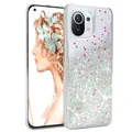 Für Xiaomi Mi 11 5G Handyhülle Flüssig Glitter Hülle Schutz Handy Cover Silber