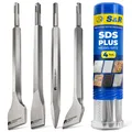 S&R Meister Meißel SDS Plus Set - 4-tlg. Spitzmeißel, Flachmeißel, Fliesenmeißel